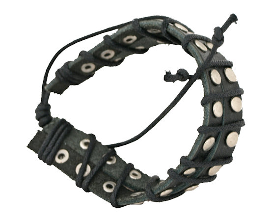 Zwart leren armband