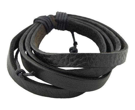 Zwart leren armband