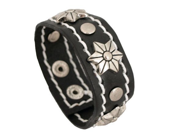 Zwart leren armband